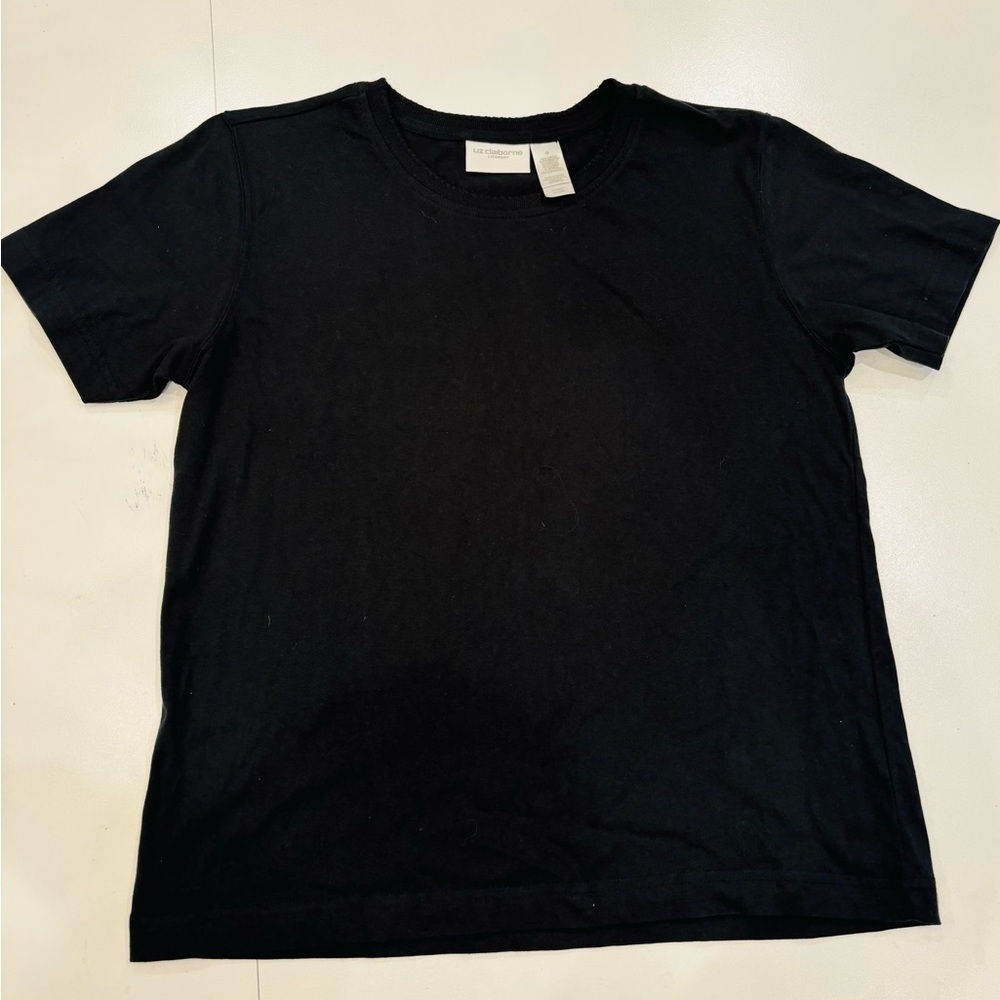 Liz Claiborne  Liz Sport Black Cotton Tee size Medium Mint Condition
